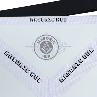 Past Master Masonic Apron Compass & Quadrant with Sun Emblem Machine Embroidery