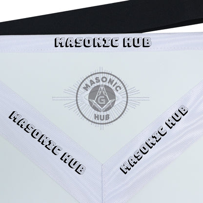 Master Mason Masonic Dress Apron – All White Machine Embroidery All-Seeing Eye