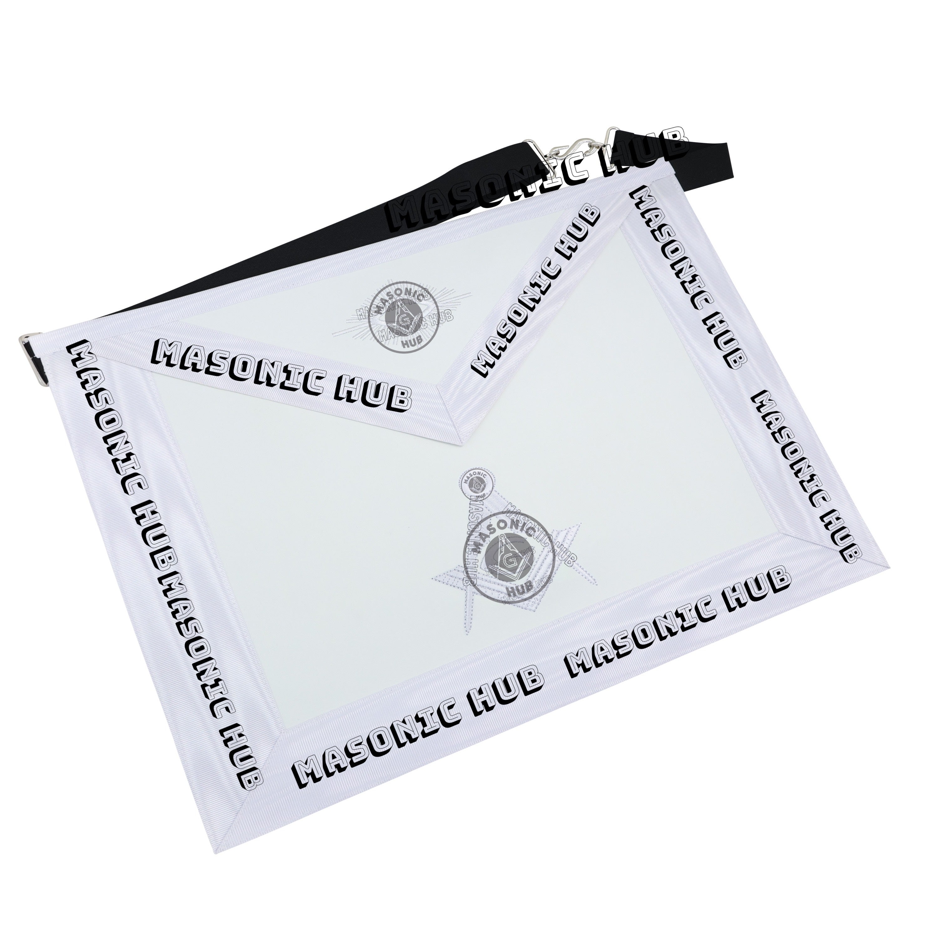 Master Mason Masonic Dress Apron – All White Machine Embroidery All-Seeing Eye Masonic Hub