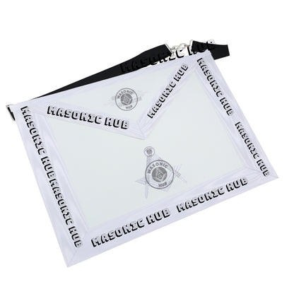 Master Mason Masonic Dress Apron – All White Machine Embroidery All-Seeing Eye