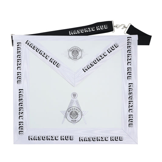Master Mason Masonic Dress Apron – All White Machine Embroidery All-Seeing Eye