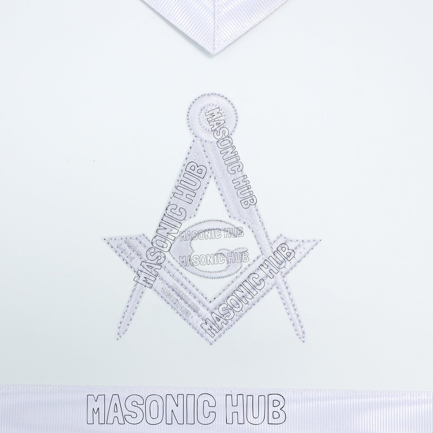 Master Mason Masonic Dress Apron – All White Machine Embroidery All-Seeing Eye