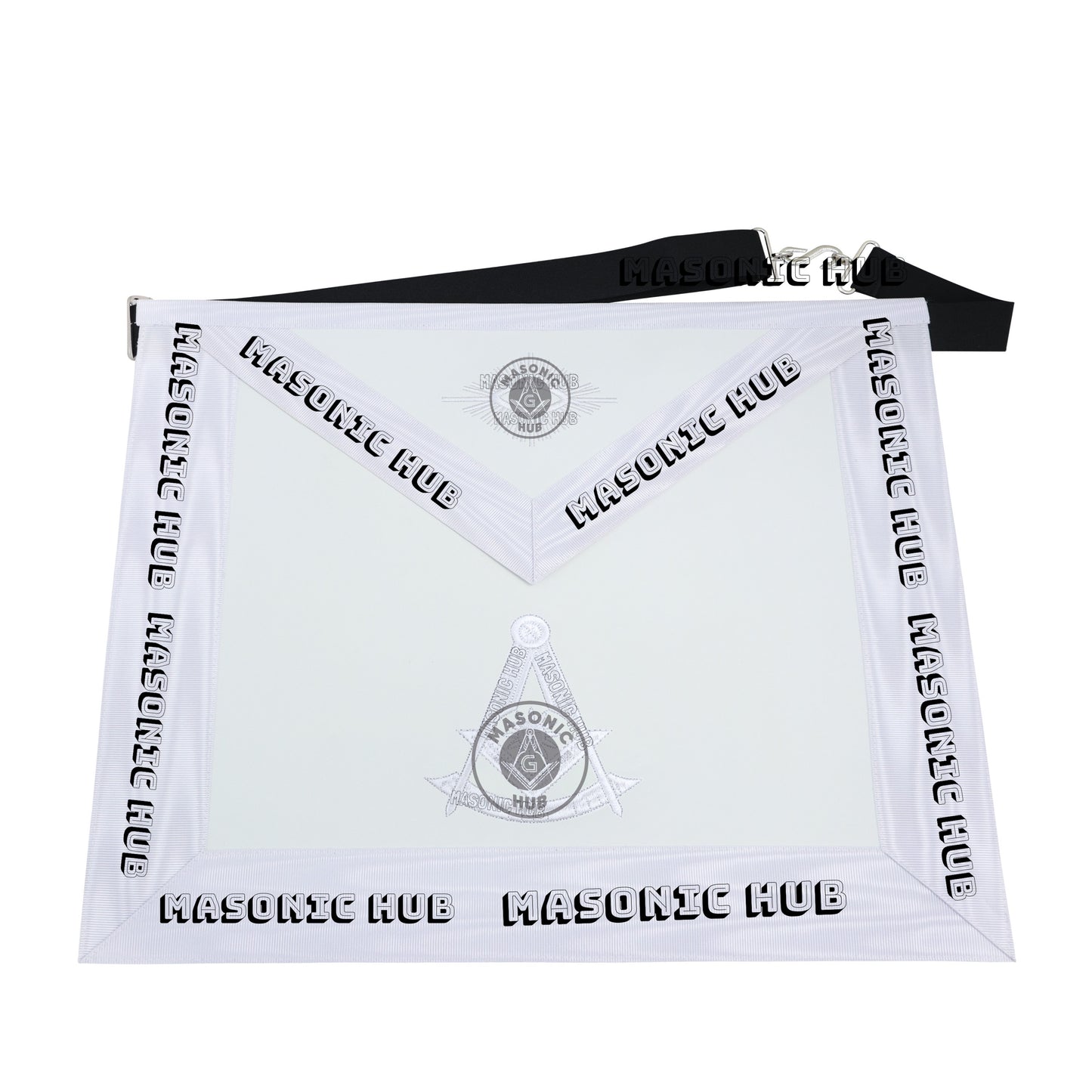 Masonic Past Master Apron – Freemason All White Regalia with Machine Embroidery