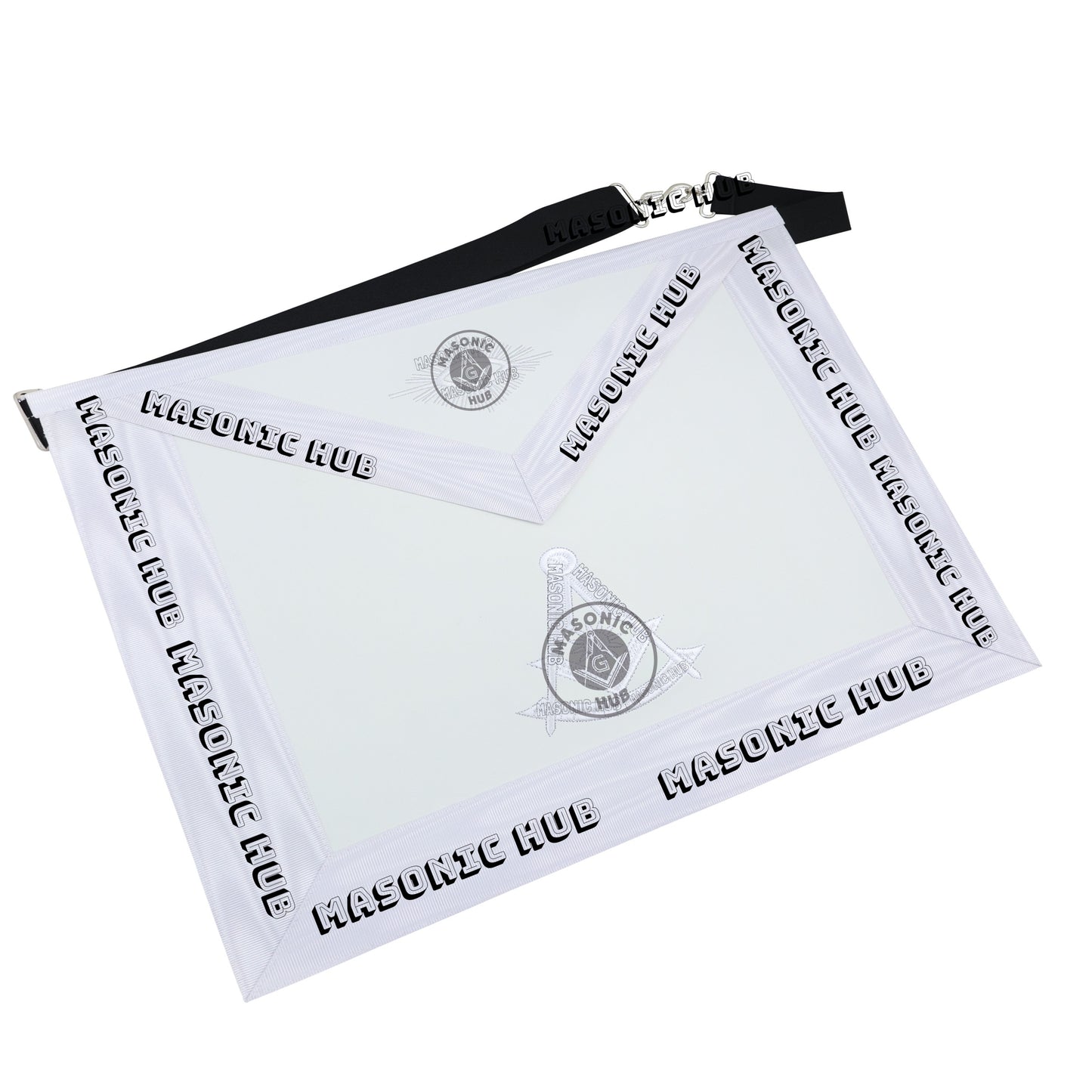 Masonic Past Master Apron – Freemason All White Regalia with Machine Embroidery