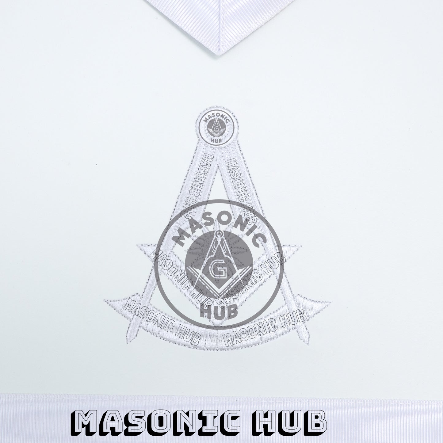 Masonic Past Master Apron – Freemason All White Regalia with Machine Embroidery