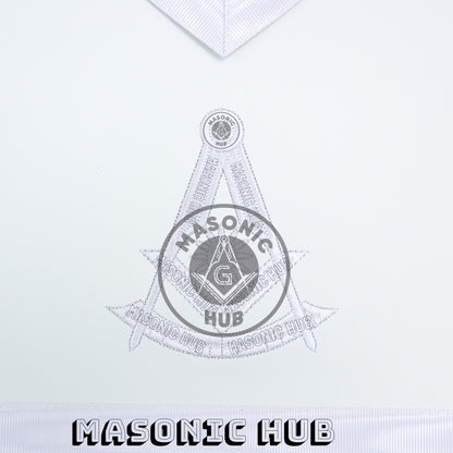 Masonic Past Master Apron – Freemason All White Regalia with Machine Embroidery