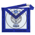 Masonic Past Master Dress Apron with Square Metallic Silver Machine Embroidered Masonic Hub