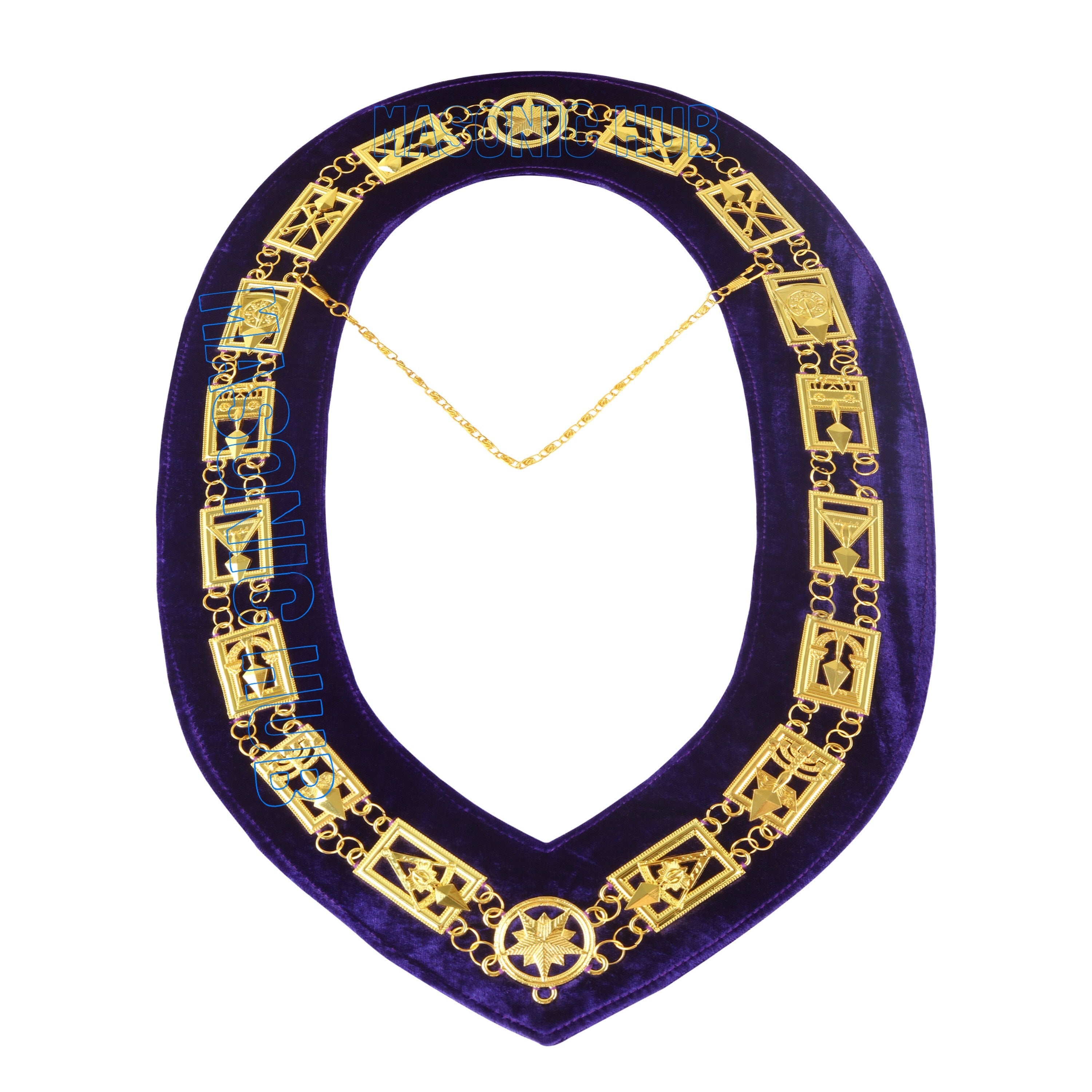 Masonic Regalia Cryptic Mason Royal & Select Master Chain Collar Purple Backing Masonic Hub