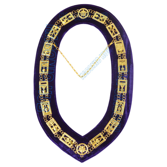 Masonic Regalia Cryptic Mason Royal & Select Master Chain Collar Purple Backing