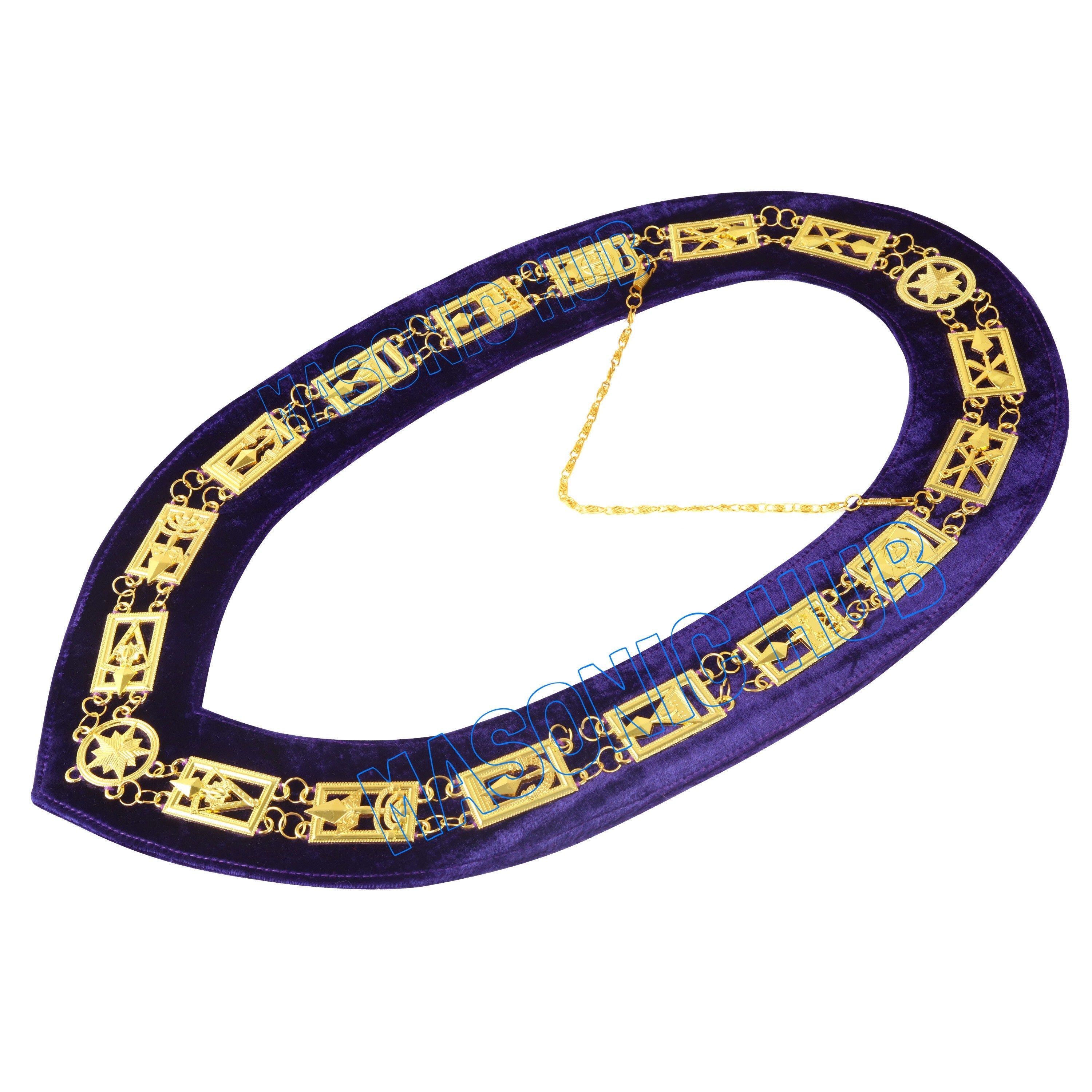Masonic Regalia Cryptic Mason Royal & Select Master Chain Collar Purple Backing Masonic Hub