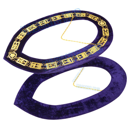 Masonic Regalia Cryptic Mason Royal & Select Master Chain Collar Purple Backing