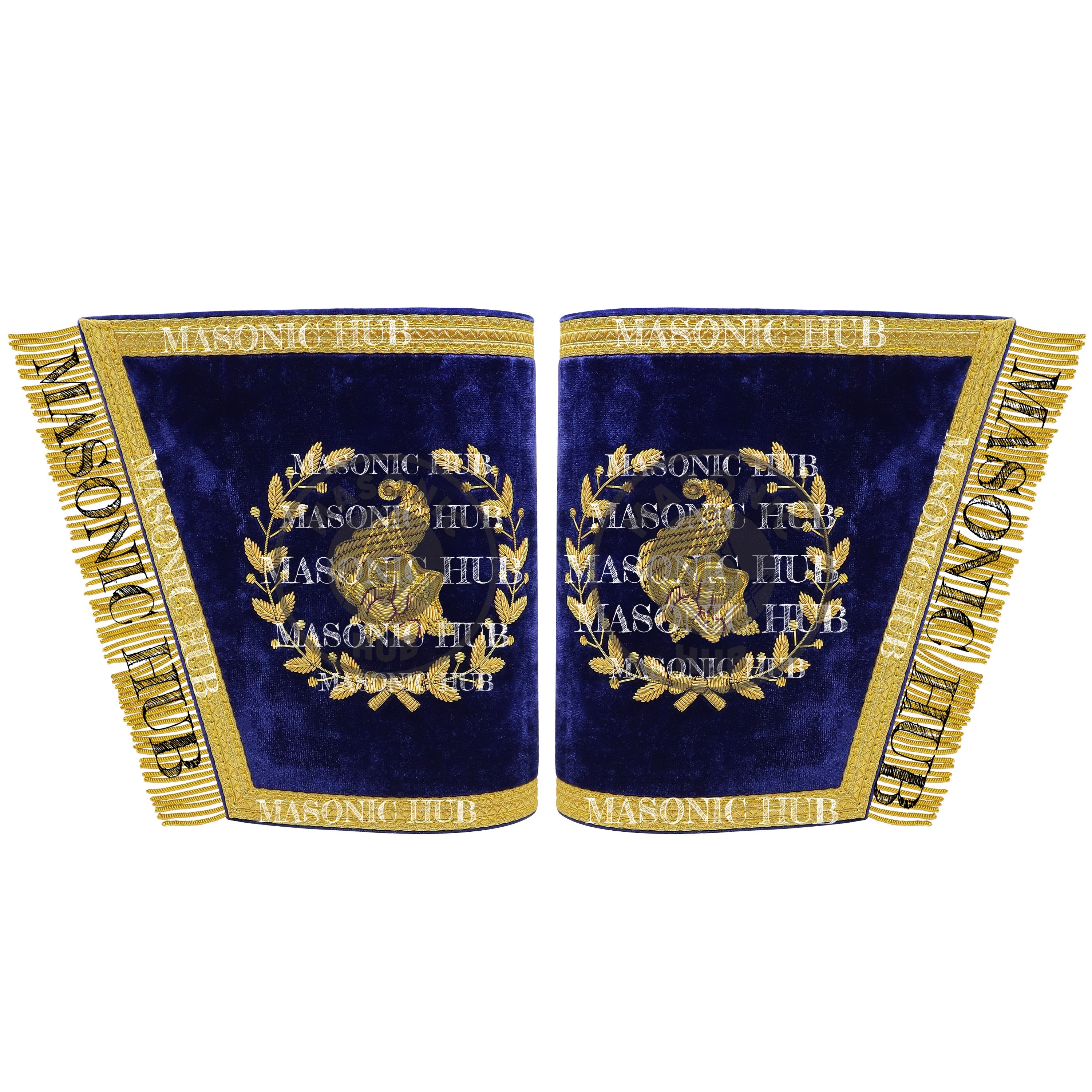 Masonic Grand Lodge Junior Steward Cuffs Set – Hand Embroidered Gold Bullion