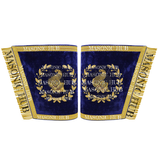 Masonic Grand Lodge Junior Steward Cuffs Set – Hand Embroidered Gold Bullion