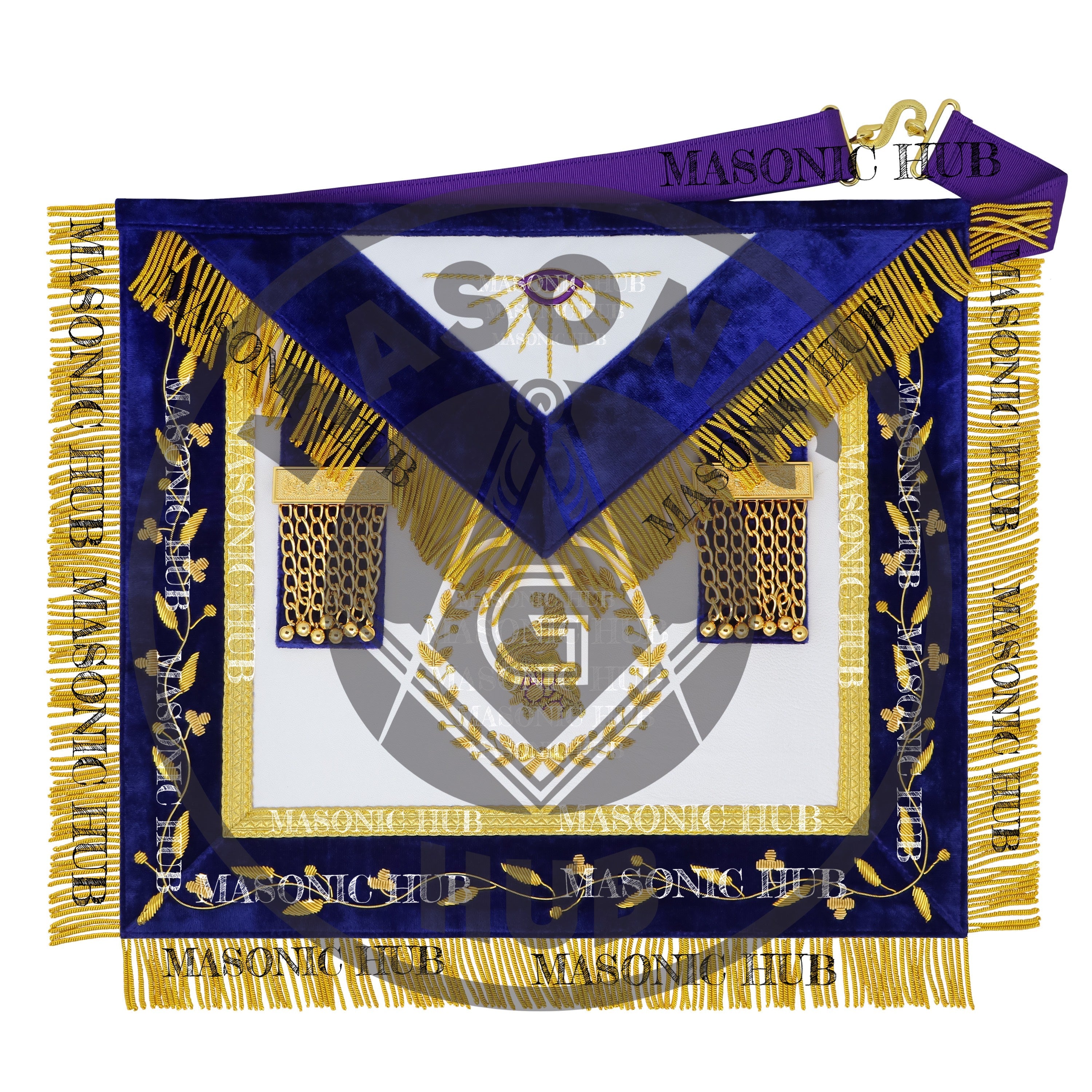 Masonic Grand Lodge Junior Steward Regalia Set – Hand Embroidered Lambskin Apron Masonic Hub