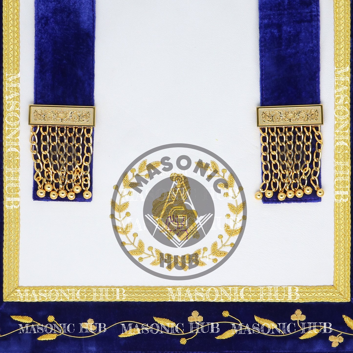 Masonic Grand Lodge Junior Steward Regalia Set – Hand Embroidered Lambskin Apron