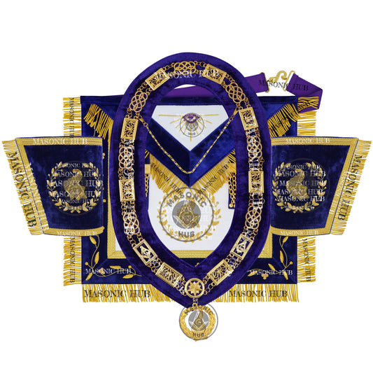 Masonic Grand Lodge Junior Steward Regalia Set – Hand Embroidered Lambskin Apron
