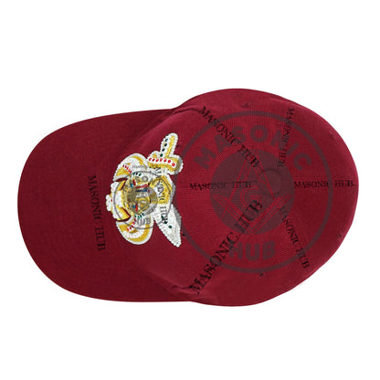 Masonic Shriner Maroon Cap – Handcrafted with Lotus Emblem Rhinestones & Bullion