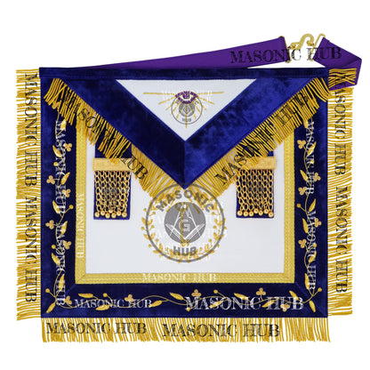 Masonic Grand Lodge Trustee Regalia Set – Hand Embroidered Lambskin Apron
