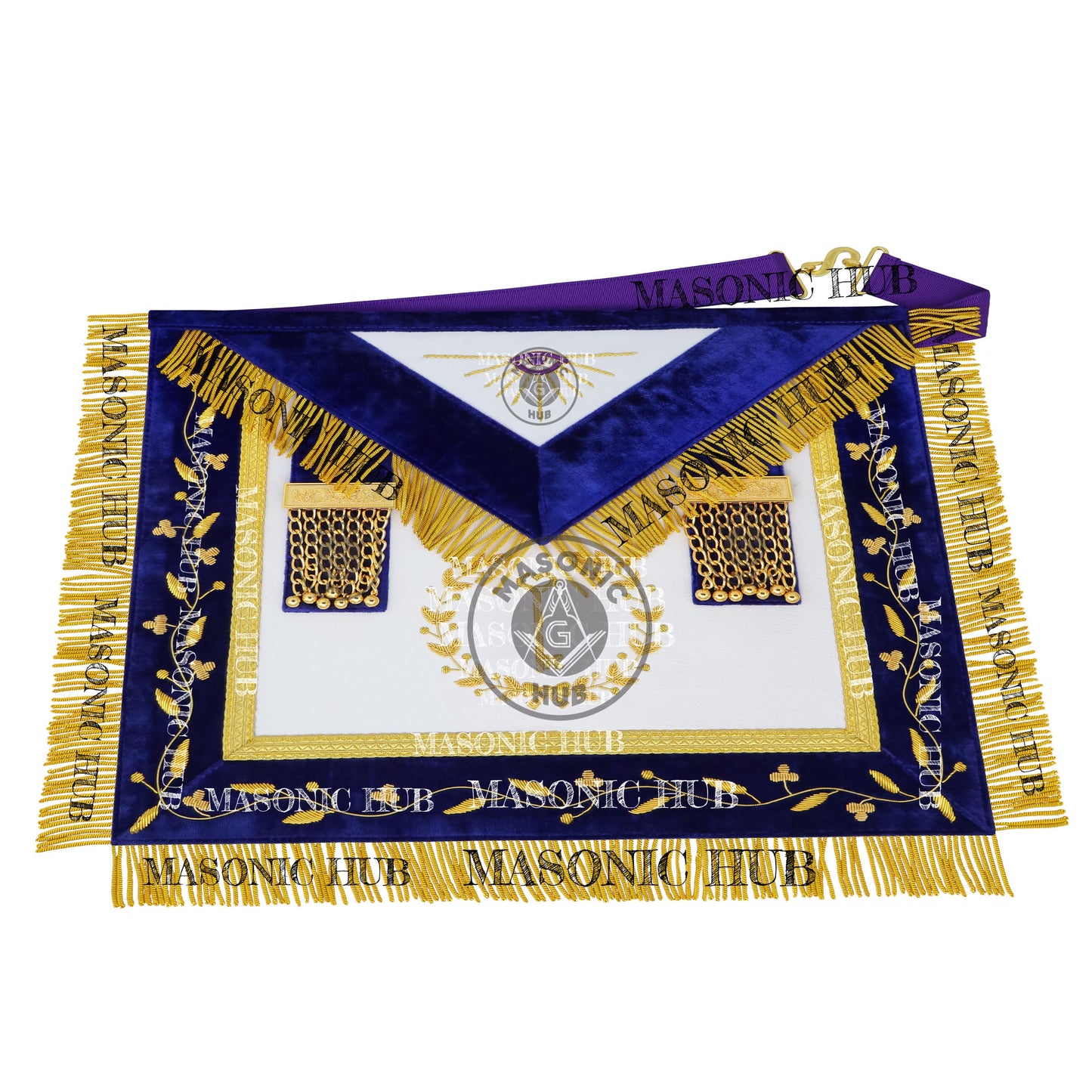 Masonic Grand Lodge Trustee Regalia Set – Hand Embroidered Lambskin Apron