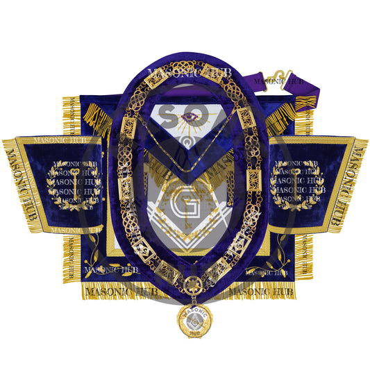 Masonic Grand Lodge Trustee Regalia Set – Hand Embroidered Lambskin Apron