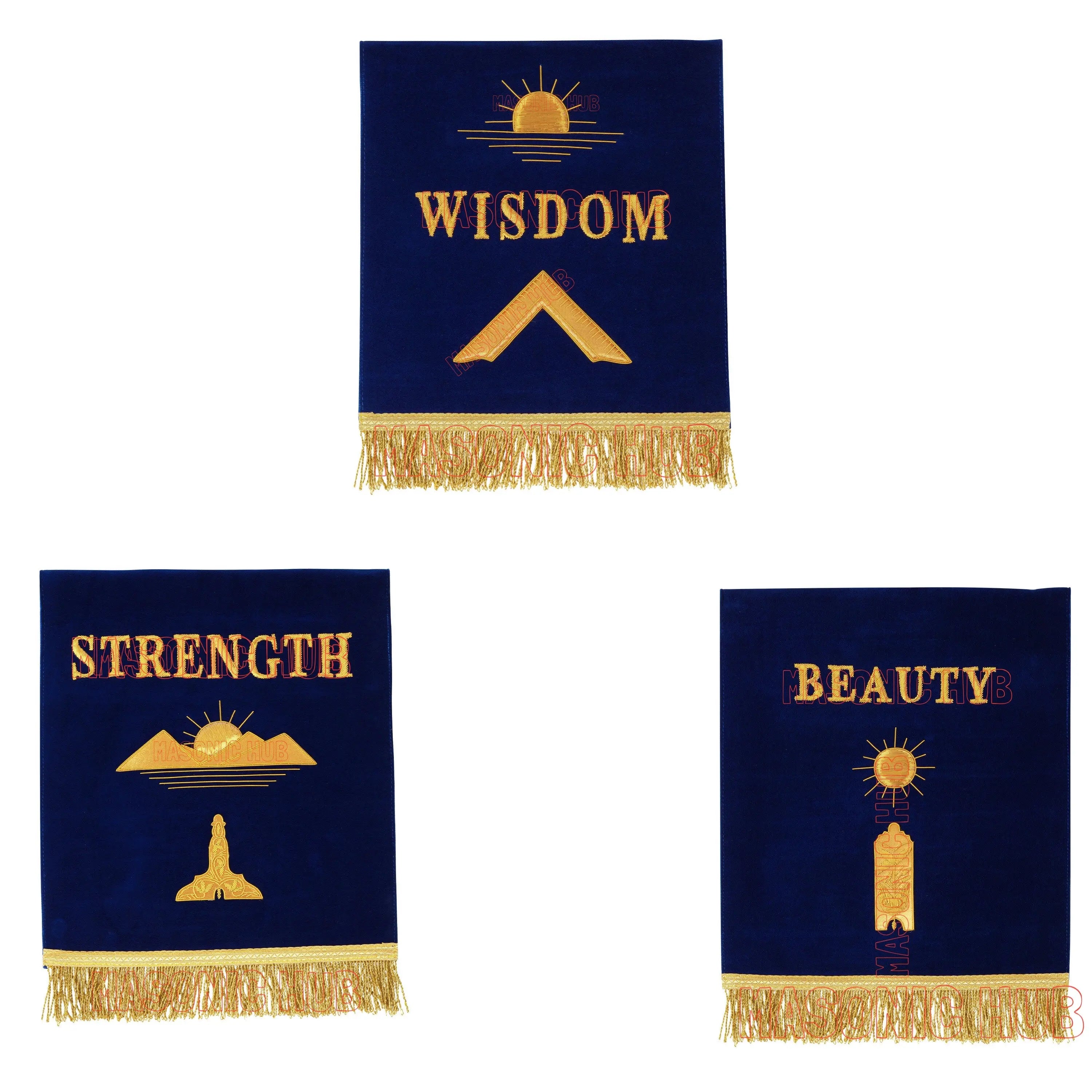Handcrafted Masonic Blue Lodge Pedestal Covers – Set of Three Masonic Hub