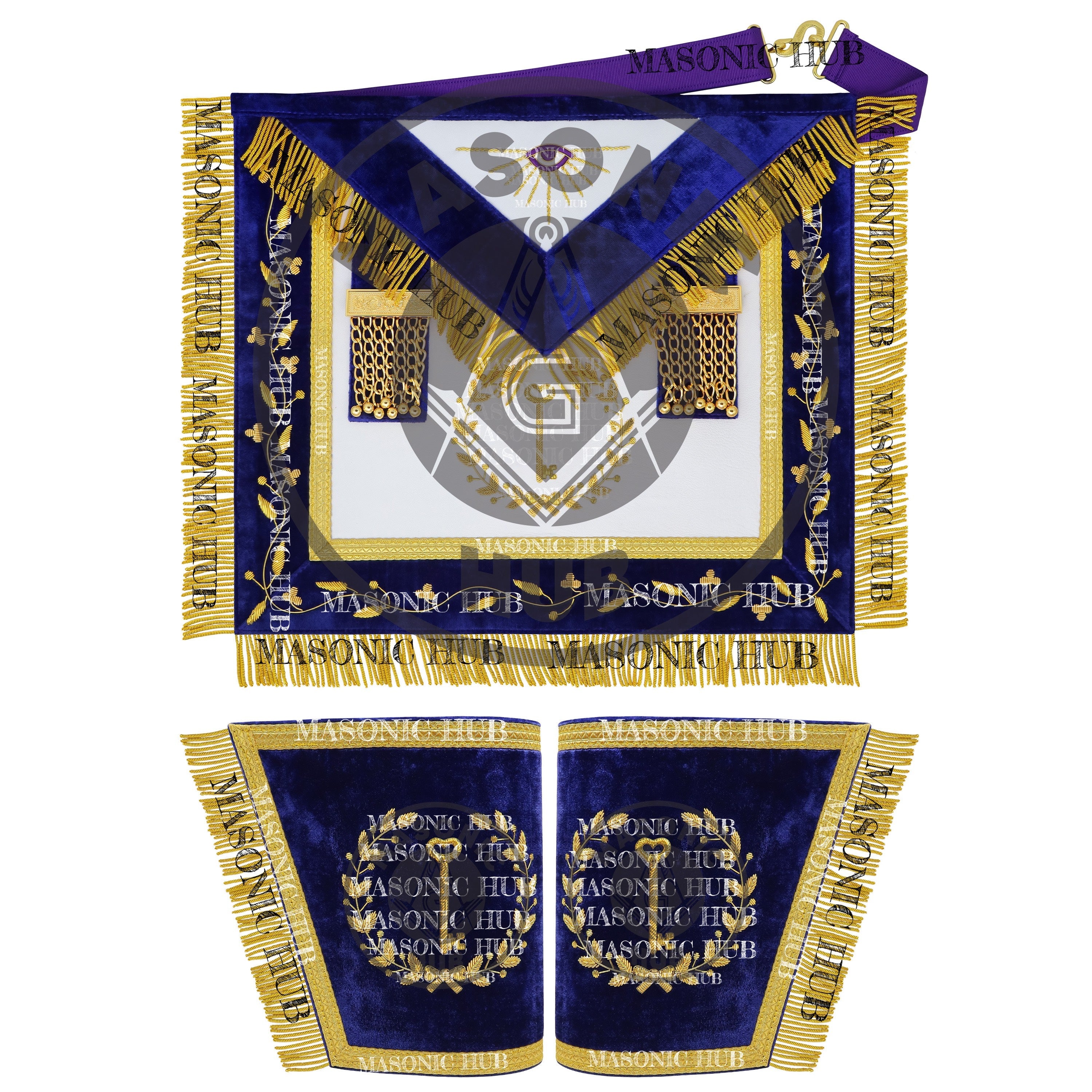 Masonic Grand Lodge Trustee Regalia Set – Hand Embroidered Lambskin Apron Masonic Hub