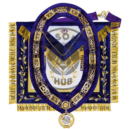 Masonic Grand Lodge Trustee Regalia Set – Hand Embroidered Lambskin Apron