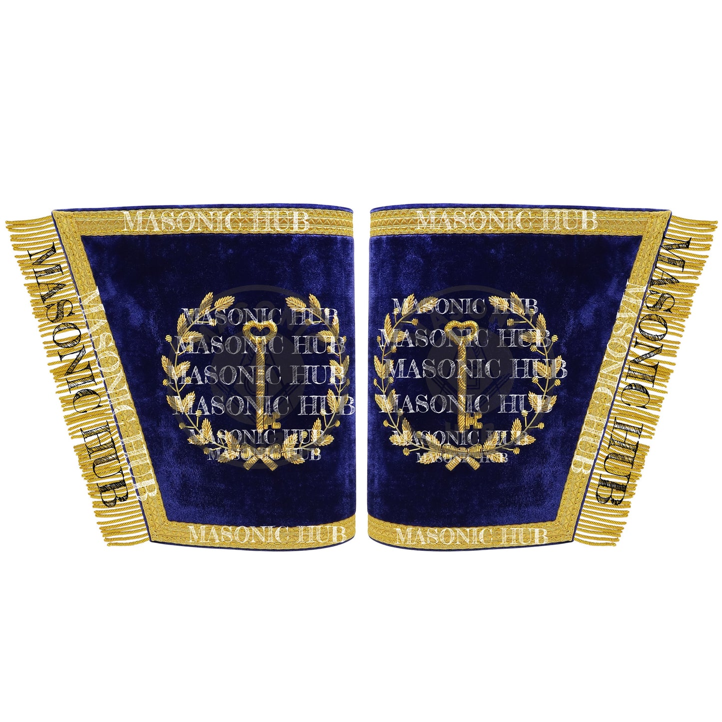 Masonic Grand Lodge Trustee Cuffs Set – Hand Embroidered Gold Bullion