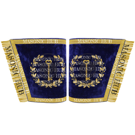Masonic Grand Lodge Trustee Cuffs Set – Hand Embroidered Gold Bullion