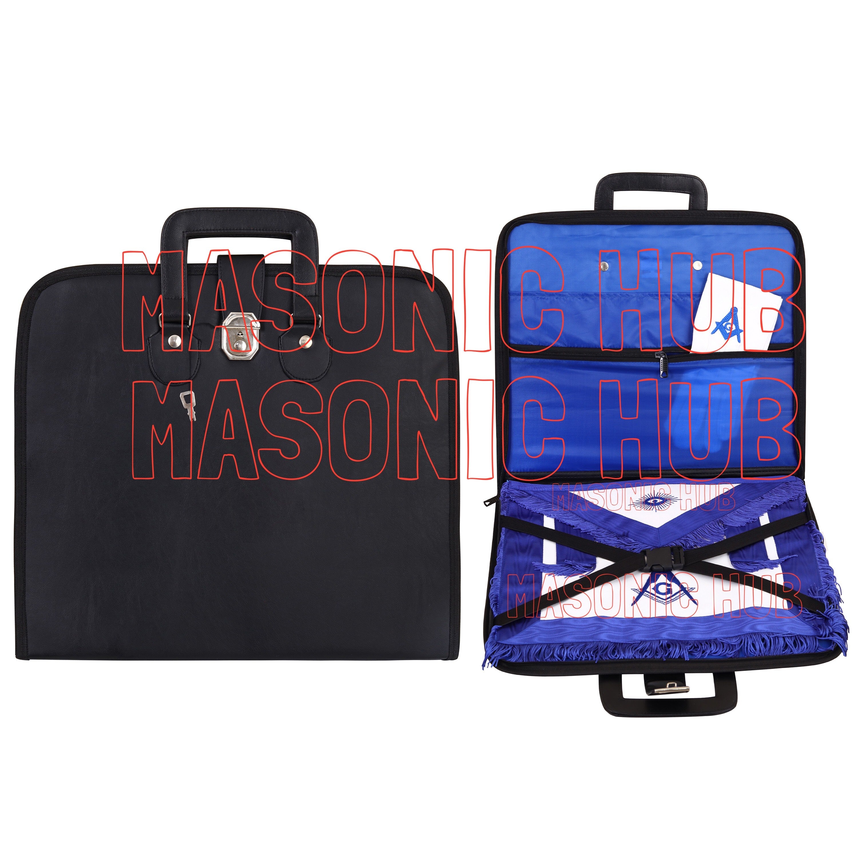 Masonic Regalia Black Faux Leather Masonic Apron Soft Case with Handle [BLACK] Masonic Hub