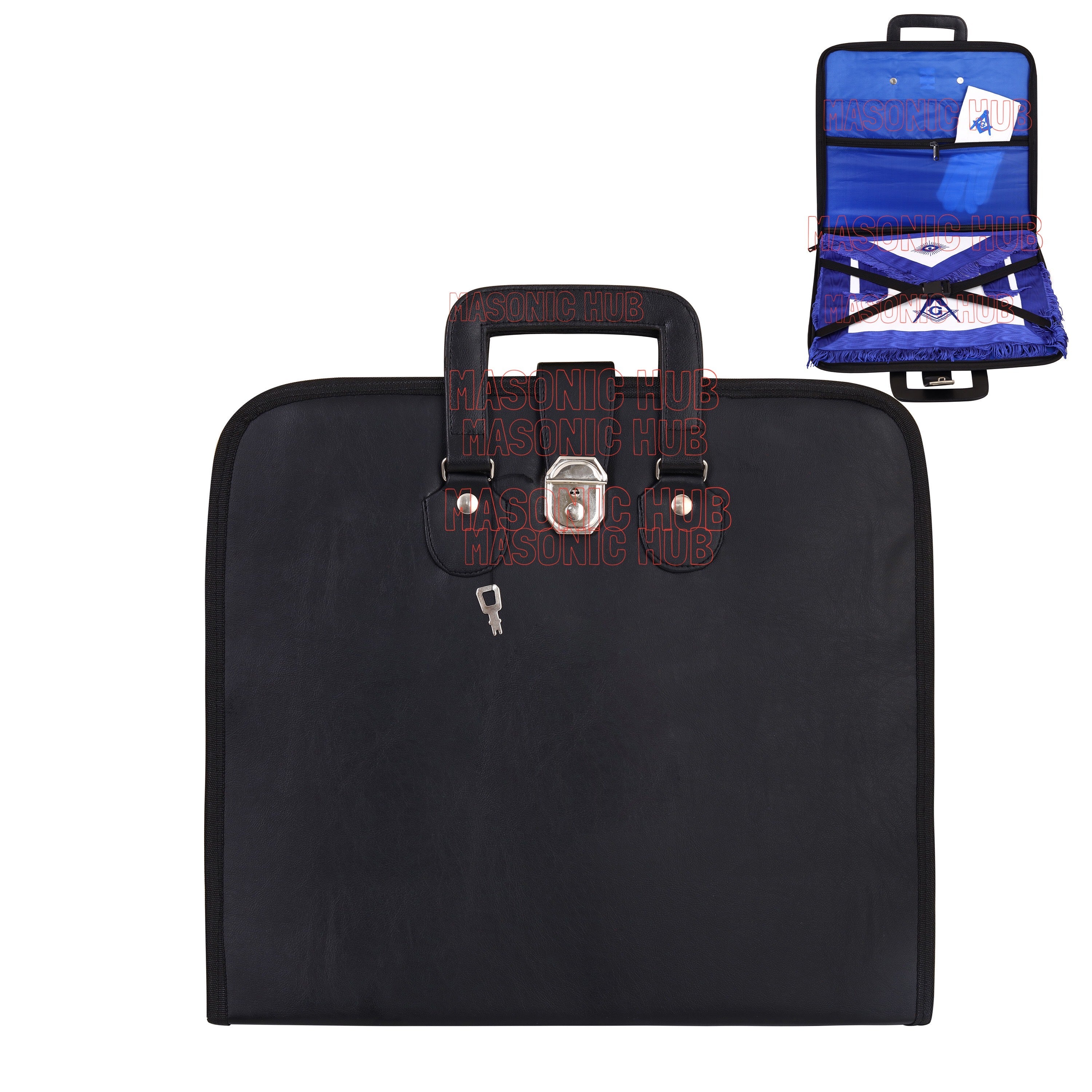 Masonic Regalia Black Faux Leather Masonic Apron Soft Case with Handle [BLACK] Masonic Hub