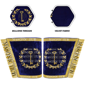 Masonic Grand Lodge Trustee Cuffs Set – Hand Embroidered Gold Bullion Masonic Hub