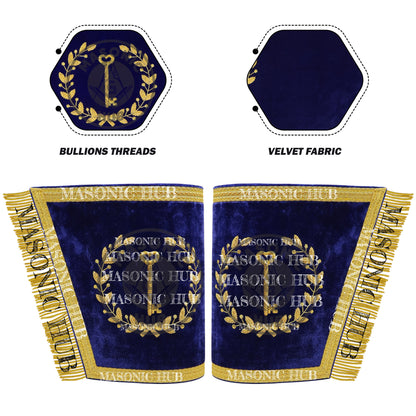 Masonic Grand Lodge Trustee Cuffs Set – Hand Embroidered Gold Bullion