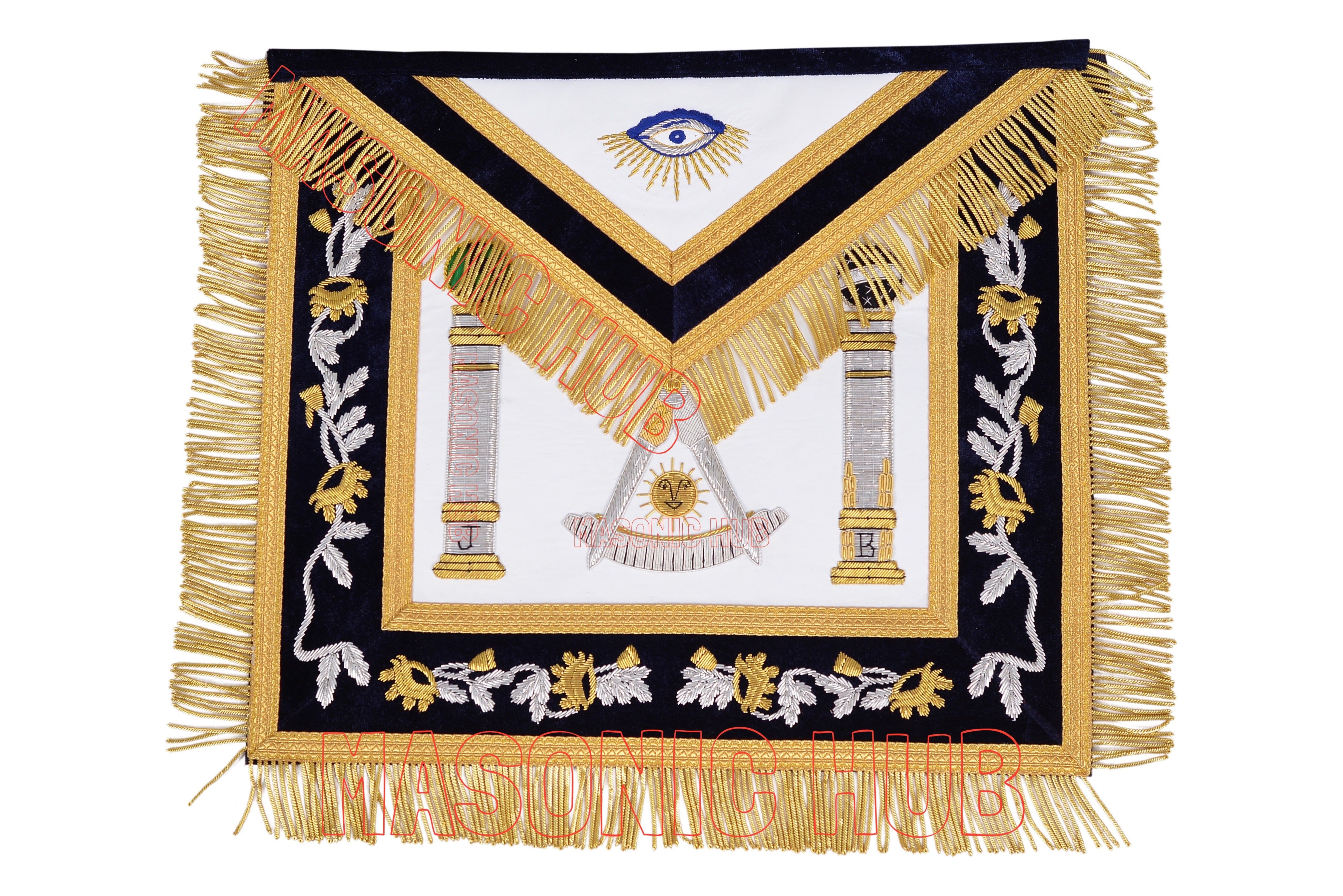 Masonic Past Master Apron – 100% Lambskin, Handcrafted with Gold & Silver Bullion Embroidery Masonic Hub
