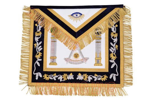 Masonic Past Master Apron – 100% Lambskin, Handcrafted with Gold & Silver Bullion Embroidery