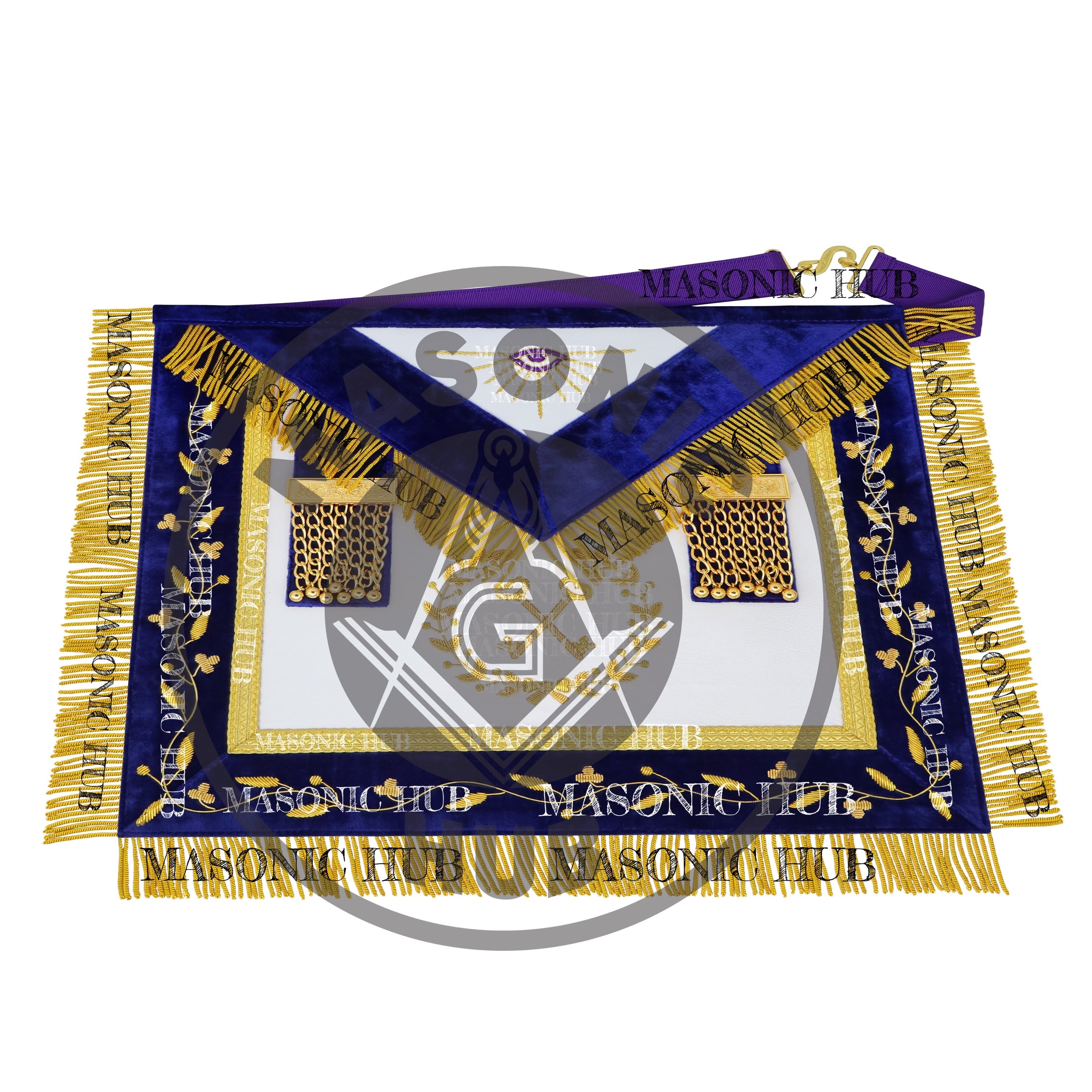 Masonic Grand Lodge Treasurer Regalia Set – Hand Embroidered Lambskin Apron Masonic Hub