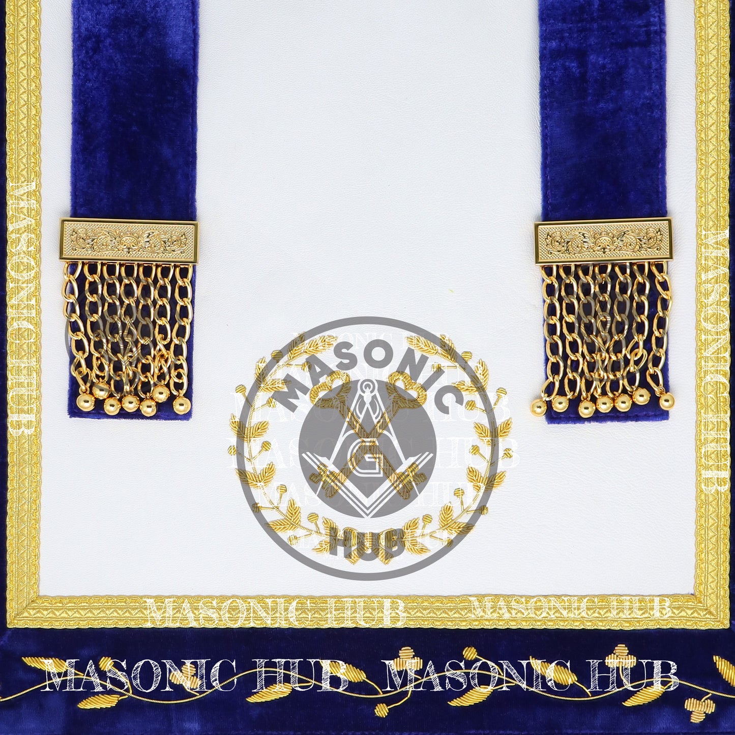 Masonic Grand Lodge Treasurer Regalia Set – Hand Embroidered Lambskin Apron