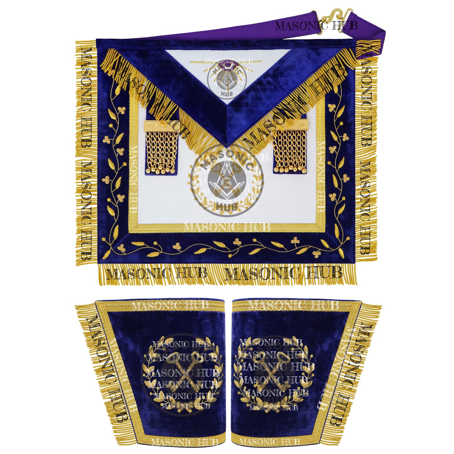 Masonic Grand Lodge Treasurer Regalia Set – Hand Embroidered Lambskin Apron