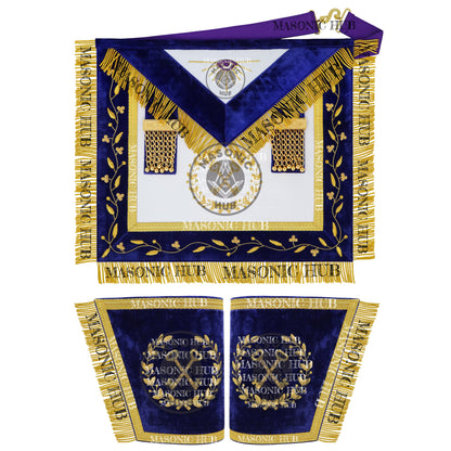 Masonic Grand Lodge Treasurer Regalia Set – Hand Embroidered Lambskin Apron