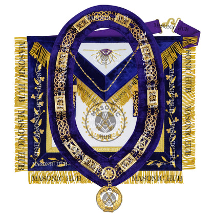 Masonic Grand Lodge Treasurer Regalia Set – Hand Embroidered Lambskin Apron