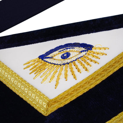 Masonic Past Master 100% Lambskin Apron – Hand-Embroidered Gold &amp; Silver Bullion