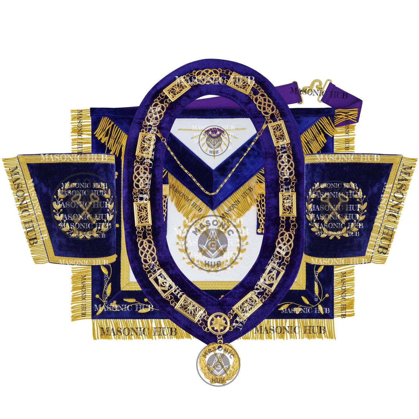 Masonic Grand Lodge Treasurer Regalia Set – Hand Embroidered Lambskin Apron
