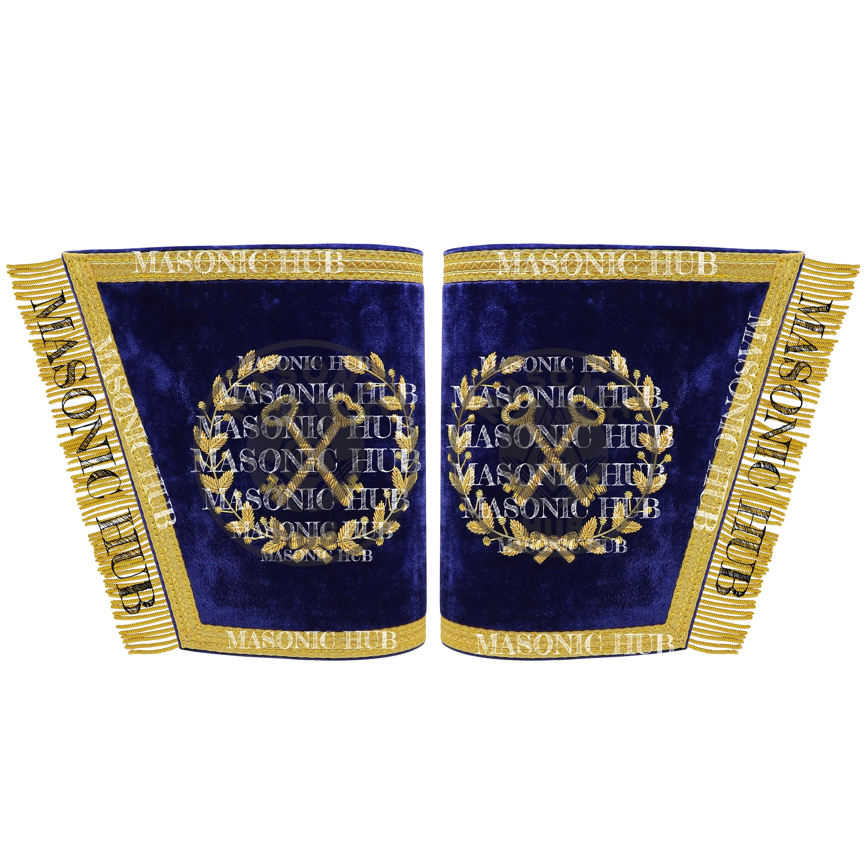 Masonic Grand Lodge Treasurer Cuffs Set – Hand Embroidered Gold Bullion