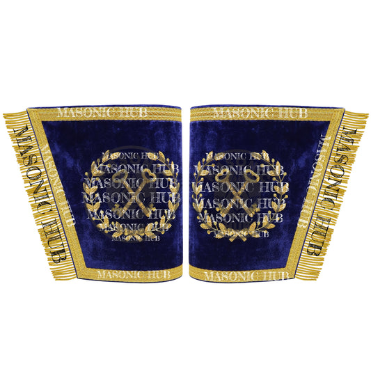 Masonic Grand Lodge Treasurer Cuffs Set – Hand Embroidered Gold Bullion