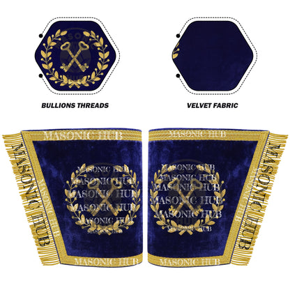 Masonic Grand Lodge Treasurer Cuffs Set – Hand Embroidered Gold Bullion