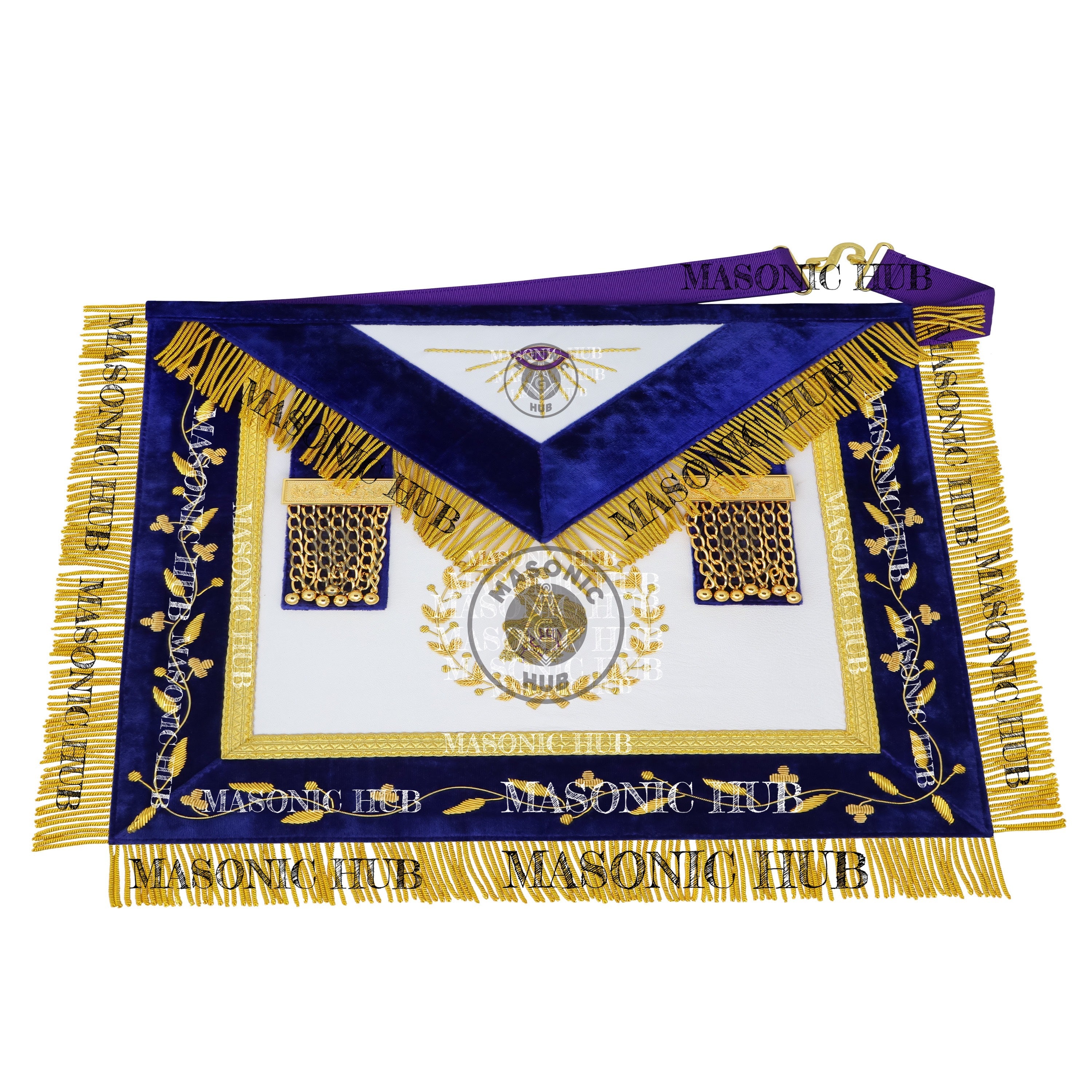 Masonic Grand Lodge Senior Steward Regalia Set – Hand Embroidered Lambskin Apron Masonic Hub