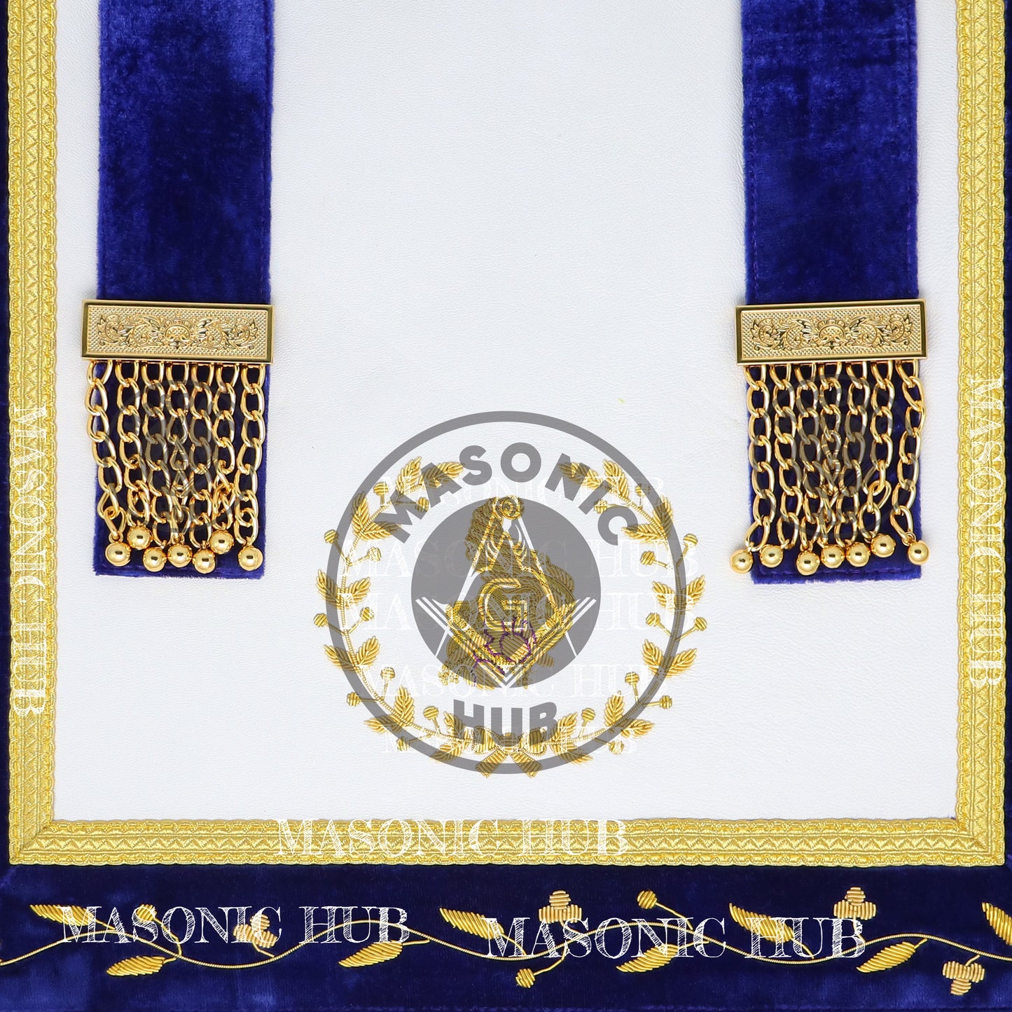 Masonic Grand Lodge Senior Steward Regalia Set – Hand Embroidered Lambskin Apron