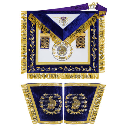 Masonic Grand Lodge Senior Steward Regalia Set – Hand Embroidered Lambskin Apron