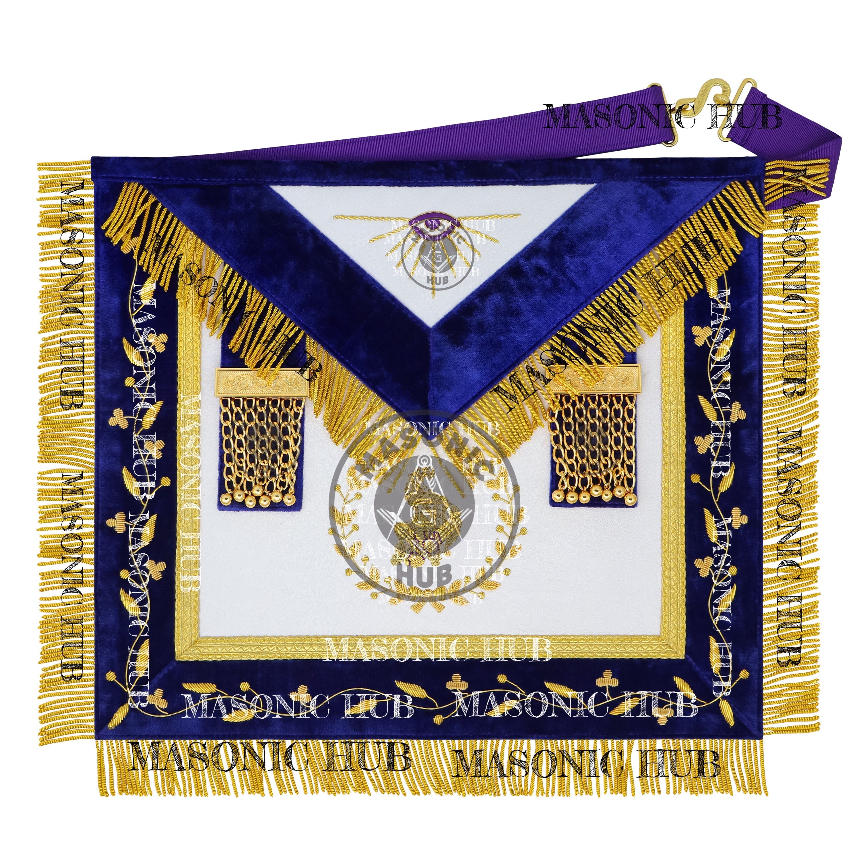 Masonic Grand Lodge Senior Steward Regalia Set – Hand Embroidered Lambskin Apron Masonic Hub