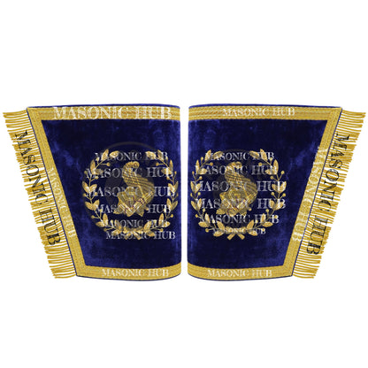 Masonic Grand Lodge Senior Steward Cuffs Set – Hand Embroidered Gold Bullion